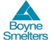 Logo of Boyne Smelters featuring a stylized blue triangular emblem above the name "Boyne Smelters" in blue text.