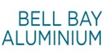 Simple teal text on a white background reads "BELL BAY ALUMINIUM.