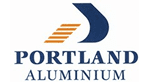 Logo for Portland Aluminium featuring a stylized blue "P" with three orange stripes, above the text "PORTLAND ALUMINIUM" in bold blue letters.