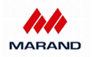 Logo of Marand featuring three red diamonds forming an 'M' shape above the name "Marand" in blue text on a white background.