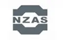 A grey octagonal shape with the letters "NZAS" in bold, uppercase font across the center. The background is white.