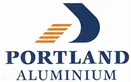 Logo for Portland Aluminium featuring a stylized blue shape with three orange lines, and the words "PORTLAND ALUMINIUM" beneath in capital letters.