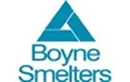 Teal geometric triangle logo above the words "Boyne Smelters" written in blue text.